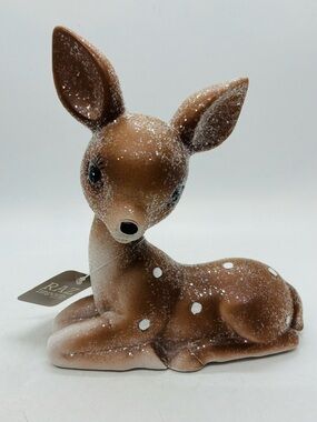 RAZ Imports INC Vintage Style Laying Glittery Deer Figurine - 6.75" BRAND NEW